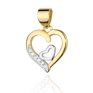 Serce z brylantami 0,05ct - złota zawieszka próby 585
